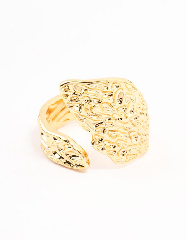 Gold Plated Textured Metal Wrap Ring