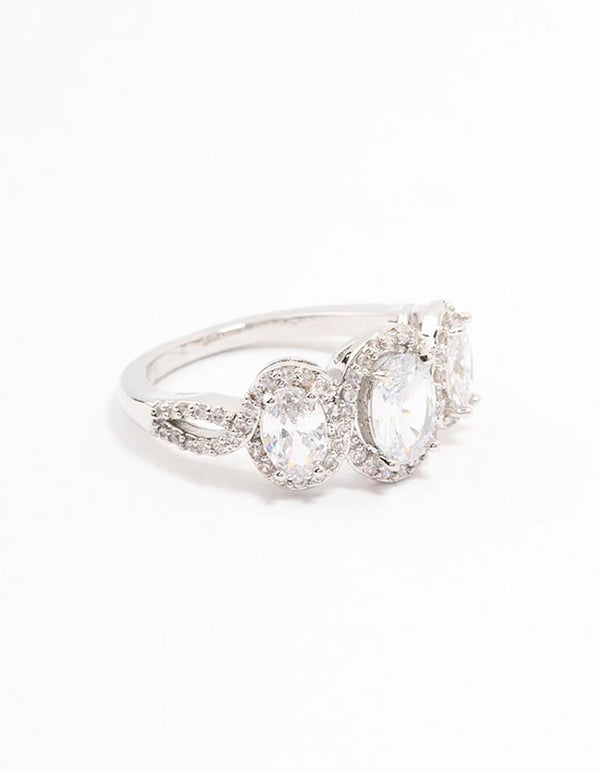Silver Oval Trio Cubic Zirconia Ring