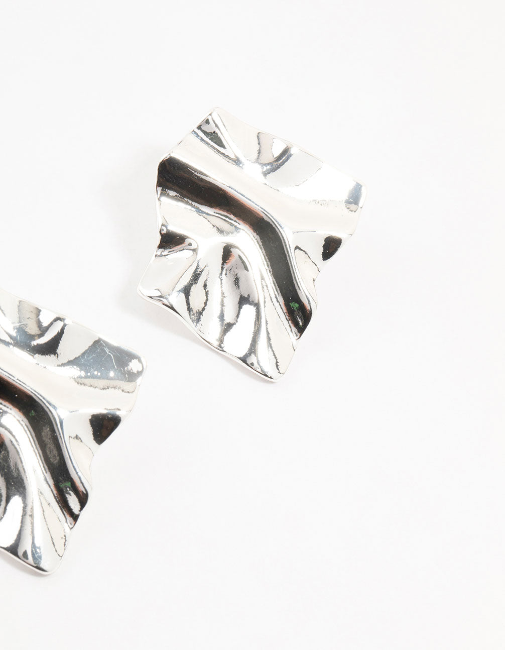 Silver Plated Warped Metal Stud Earrings