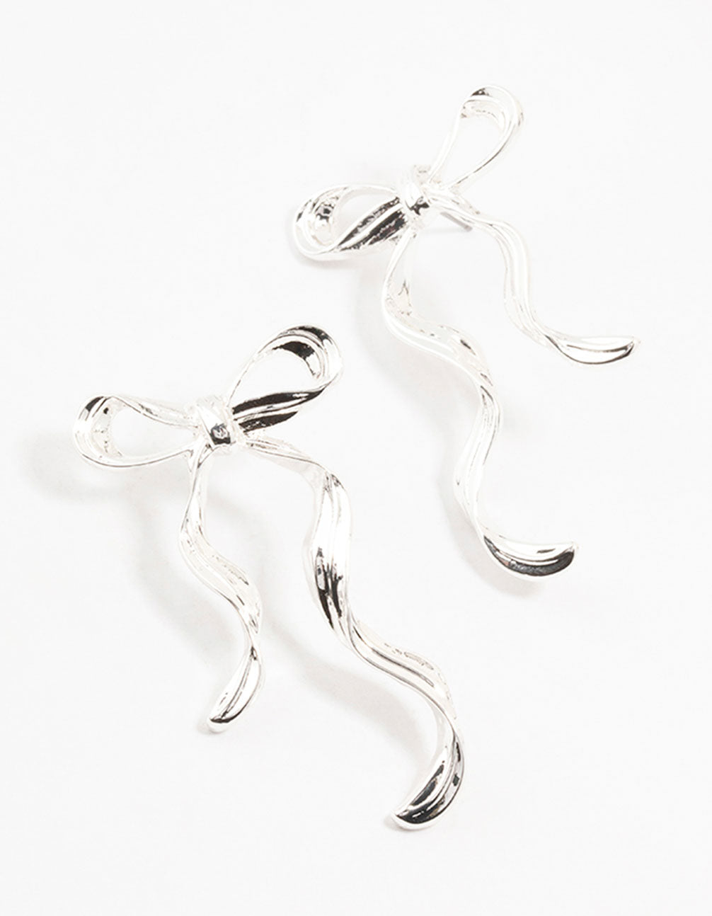 Silver Plated Bow Stud Earrings