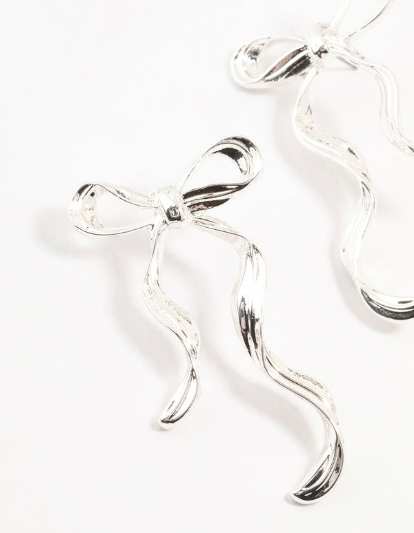 Silver Plated Bow Stud Earrings