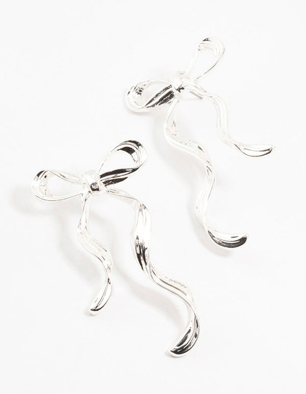 Silver Plated Bow Stud Earrings