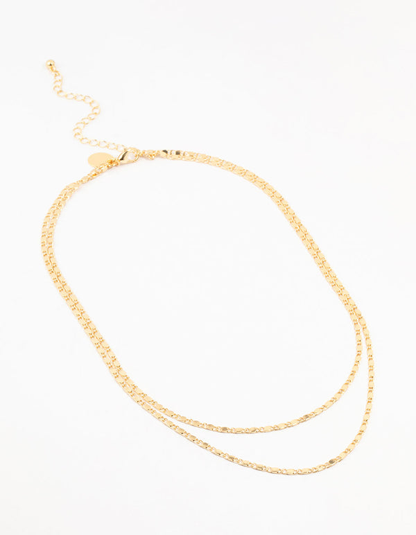 Gold Plated Vintage Chain Layered Necklace