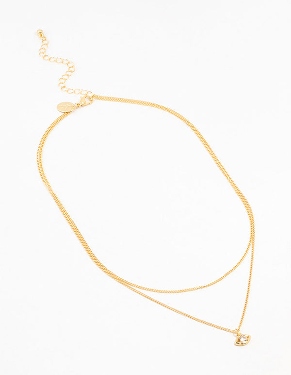 Gold Plated Evil Eye Chain Layered Necklace