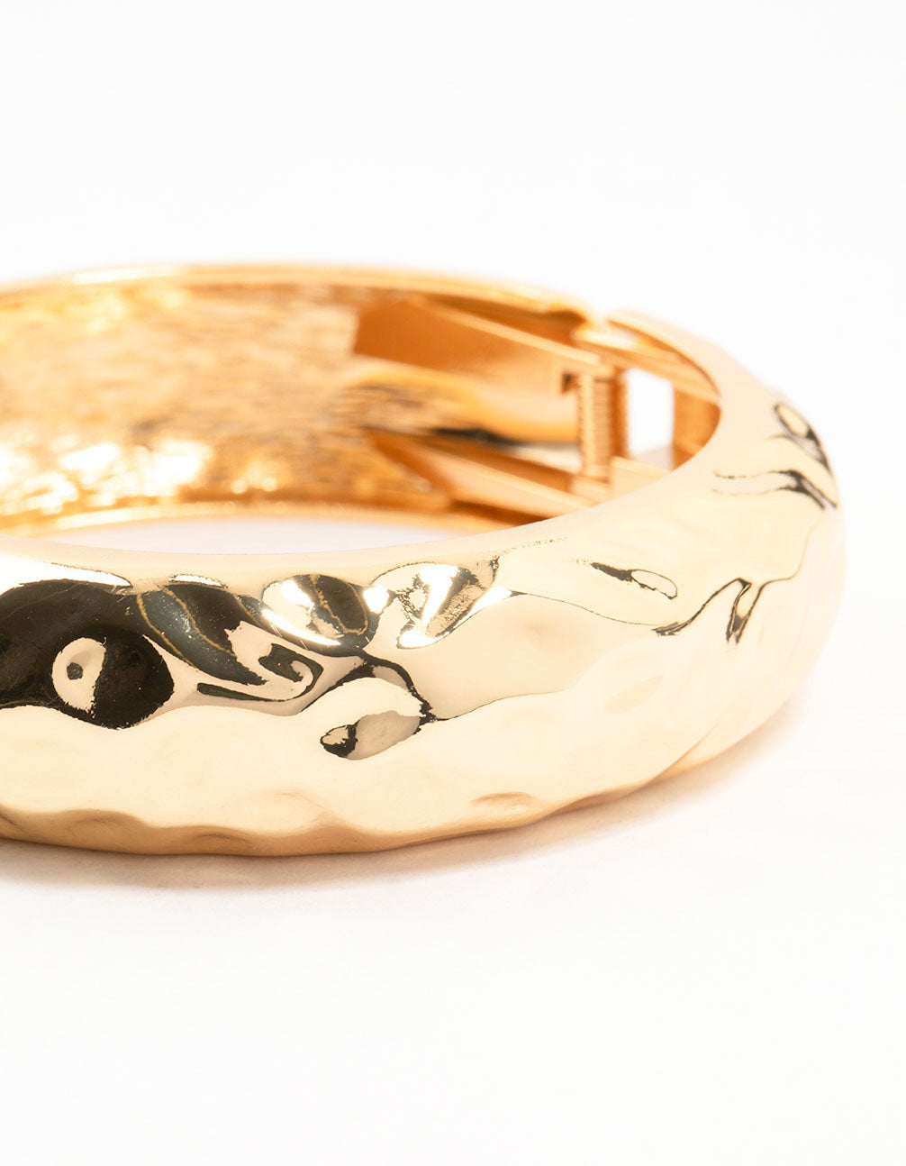 Gold Plated Hammered Wide Bangle