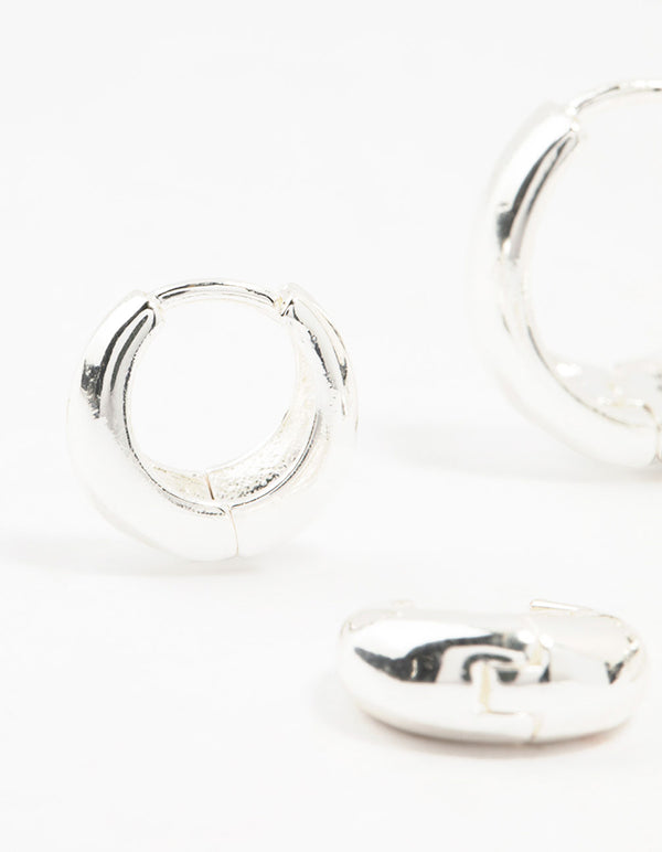 Silver Plated Brass Chunky Mixed Hoop Earrings 3-Pack