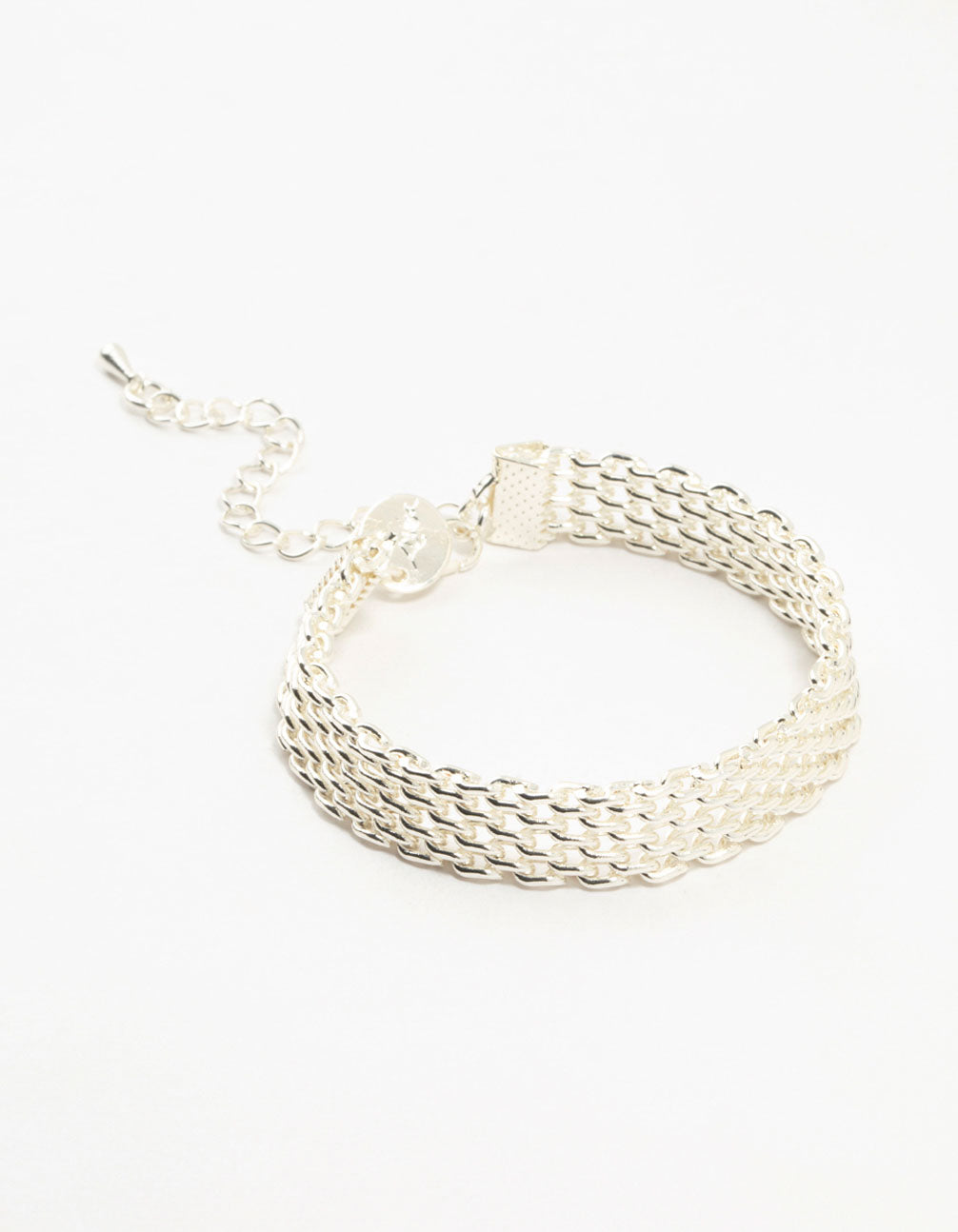 Silver Plated Brass Skinny Mesh Link Bracelet