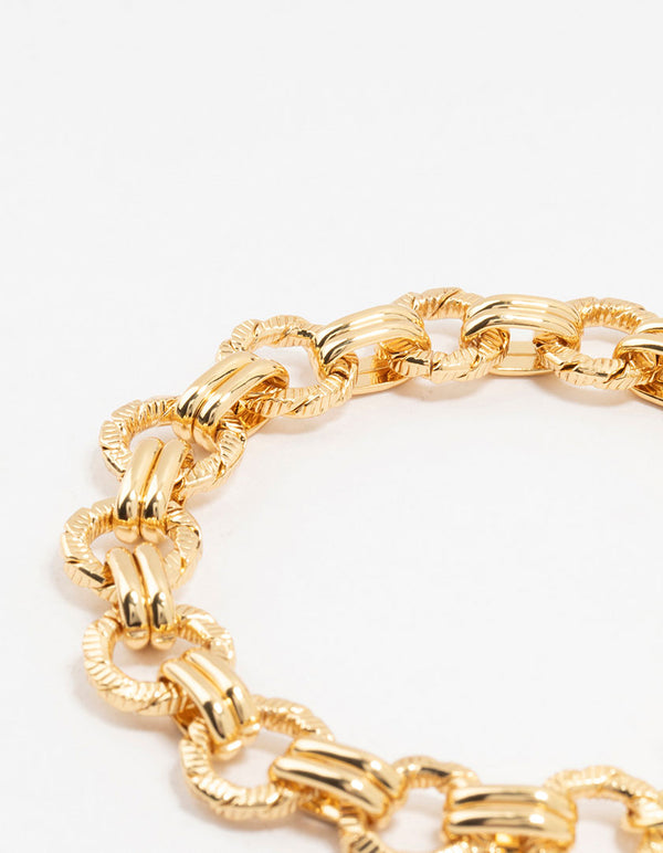 Gold Plated Brass Nautical Link T Bar Bracelet