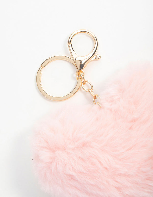 Pink Fabric Heart Keychain