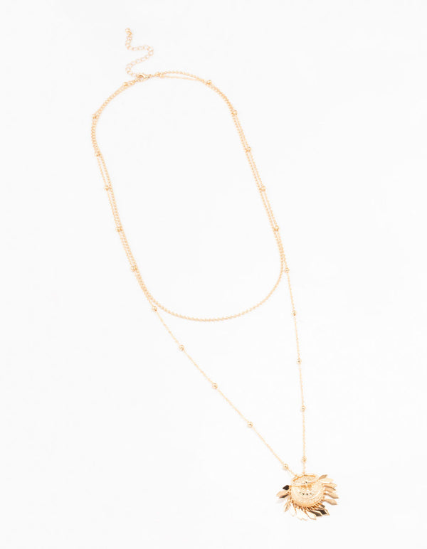 Gold Long Tassle Pendant Necklace