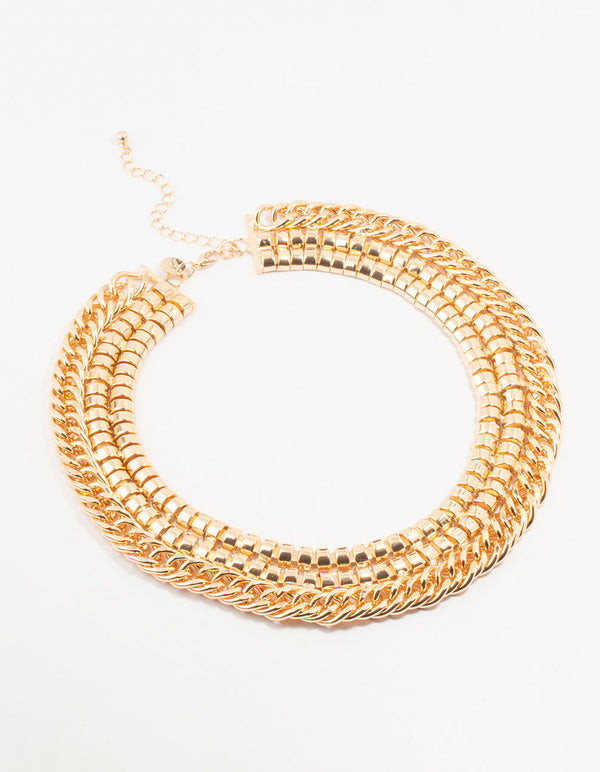 Gold Multiple Chains Chunky Necklace