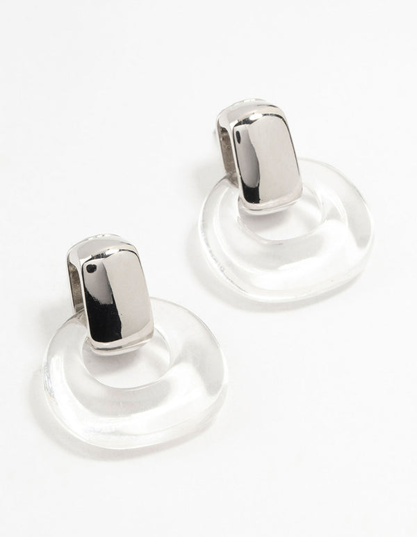 Silver Acrylic Stud Earrings