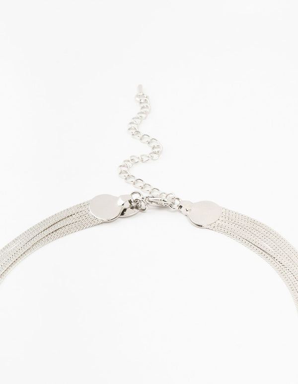 Silver Multirow Snake Chain Necklace