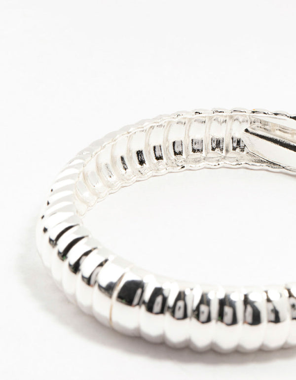 Small Silver Ribbed Bangle