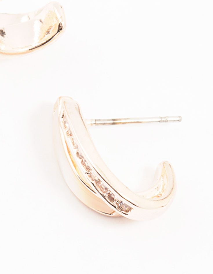 Rose Gold Plated Double Cubic Zirconia & Mother Of Pearl Jacket Earrings