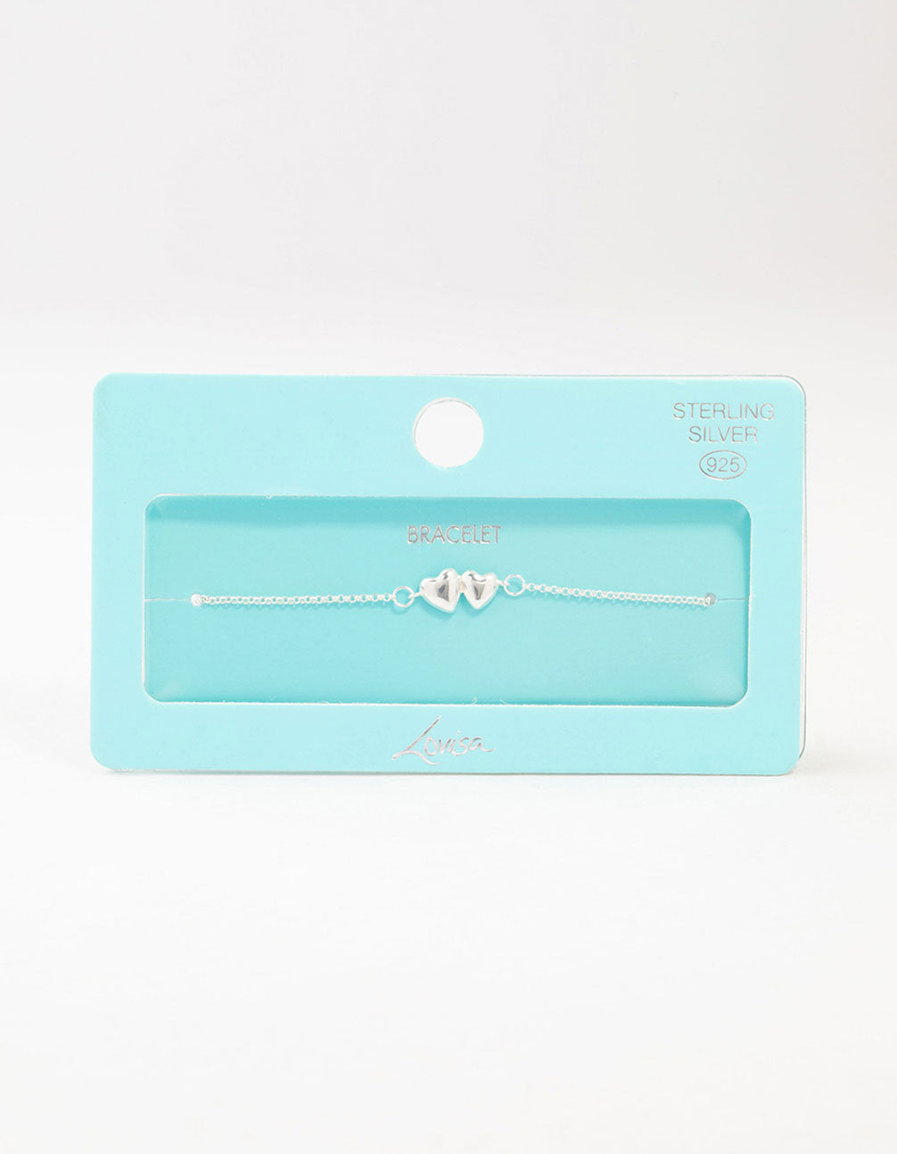 Sterling Silver Paired Puffy Heart Bracelet
