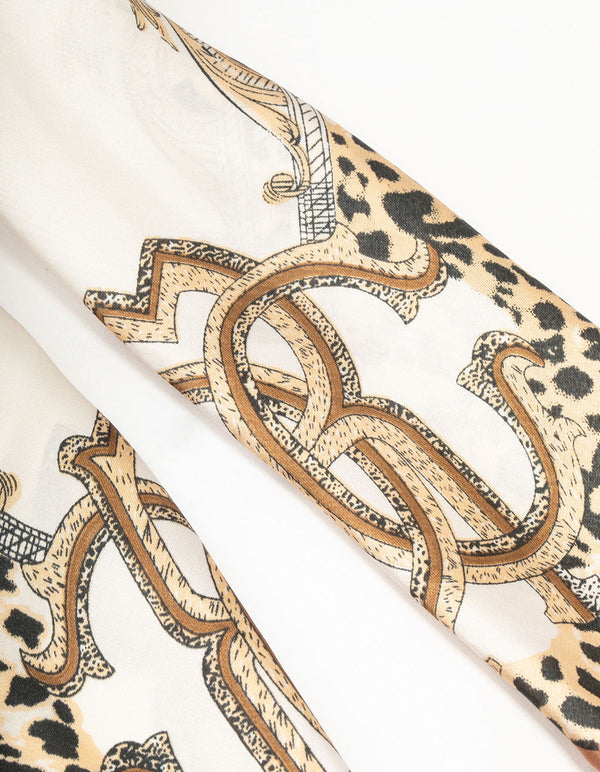 Leopard & Chain Fabric Scarf