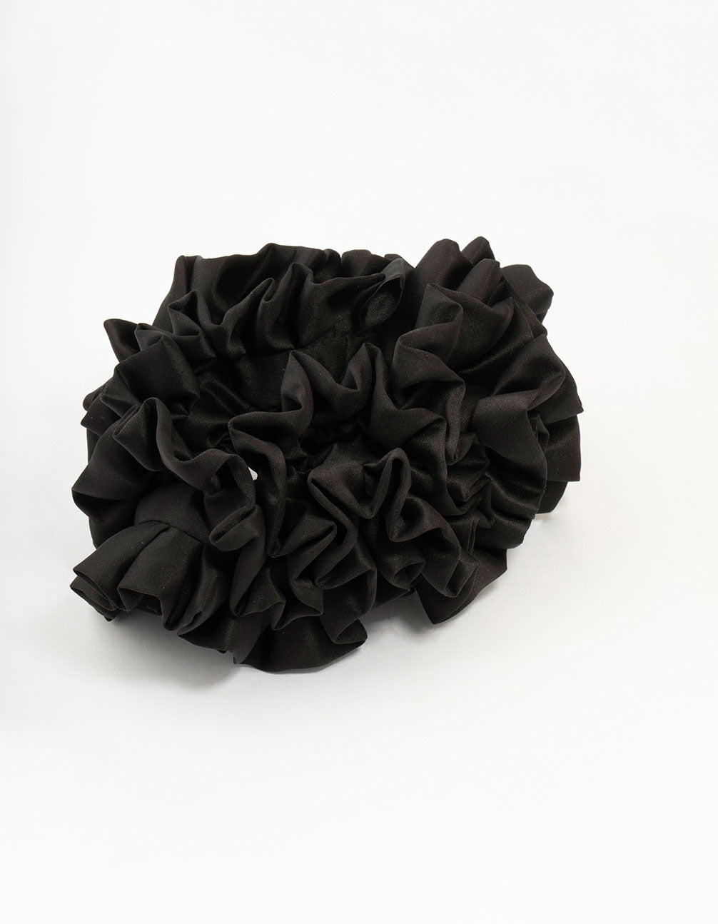 Large Black Ruffle Fabric Scrunchie