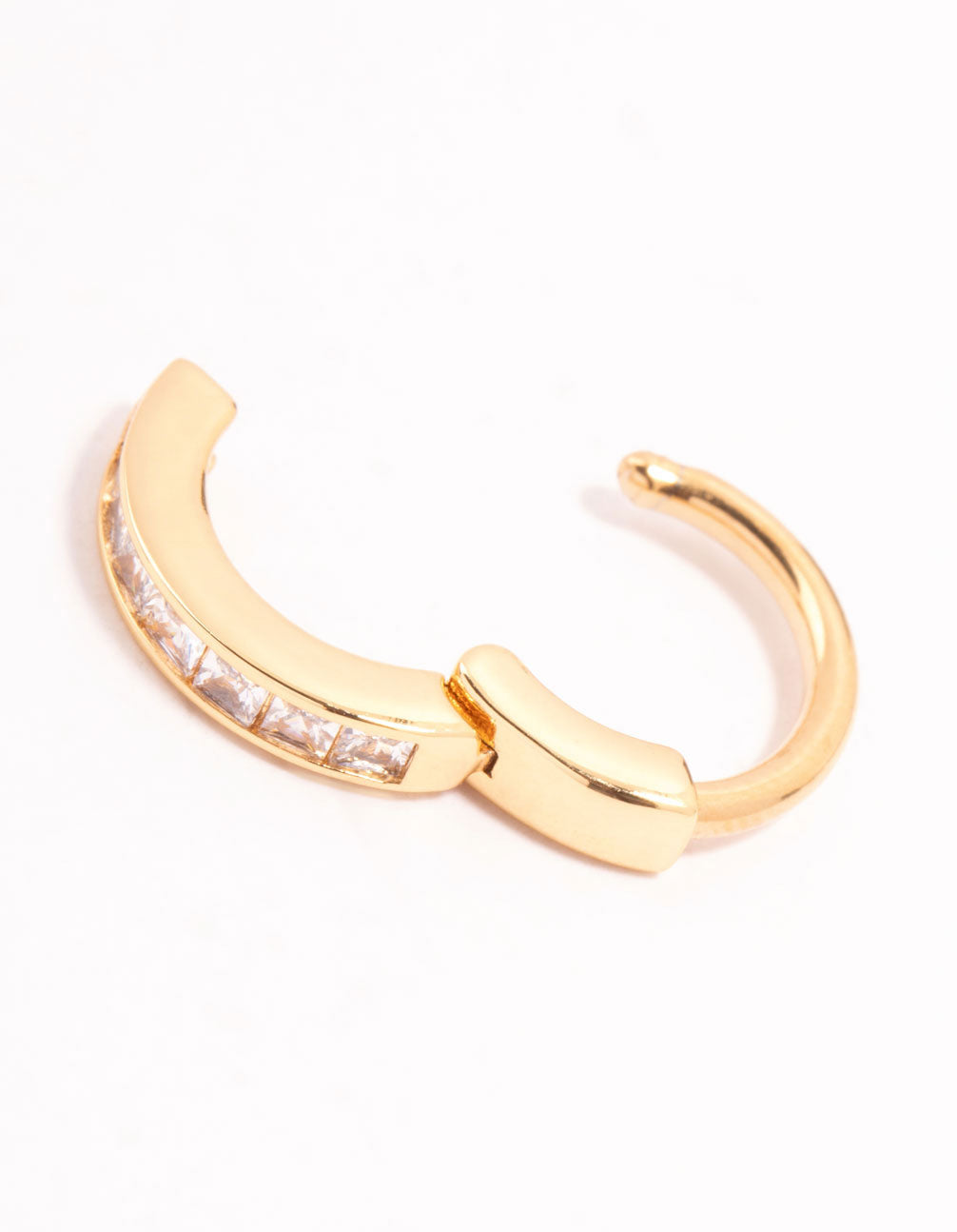Gold Plated Surgical Steel Pave Cubic Zirconia Clicker Belly Bar
