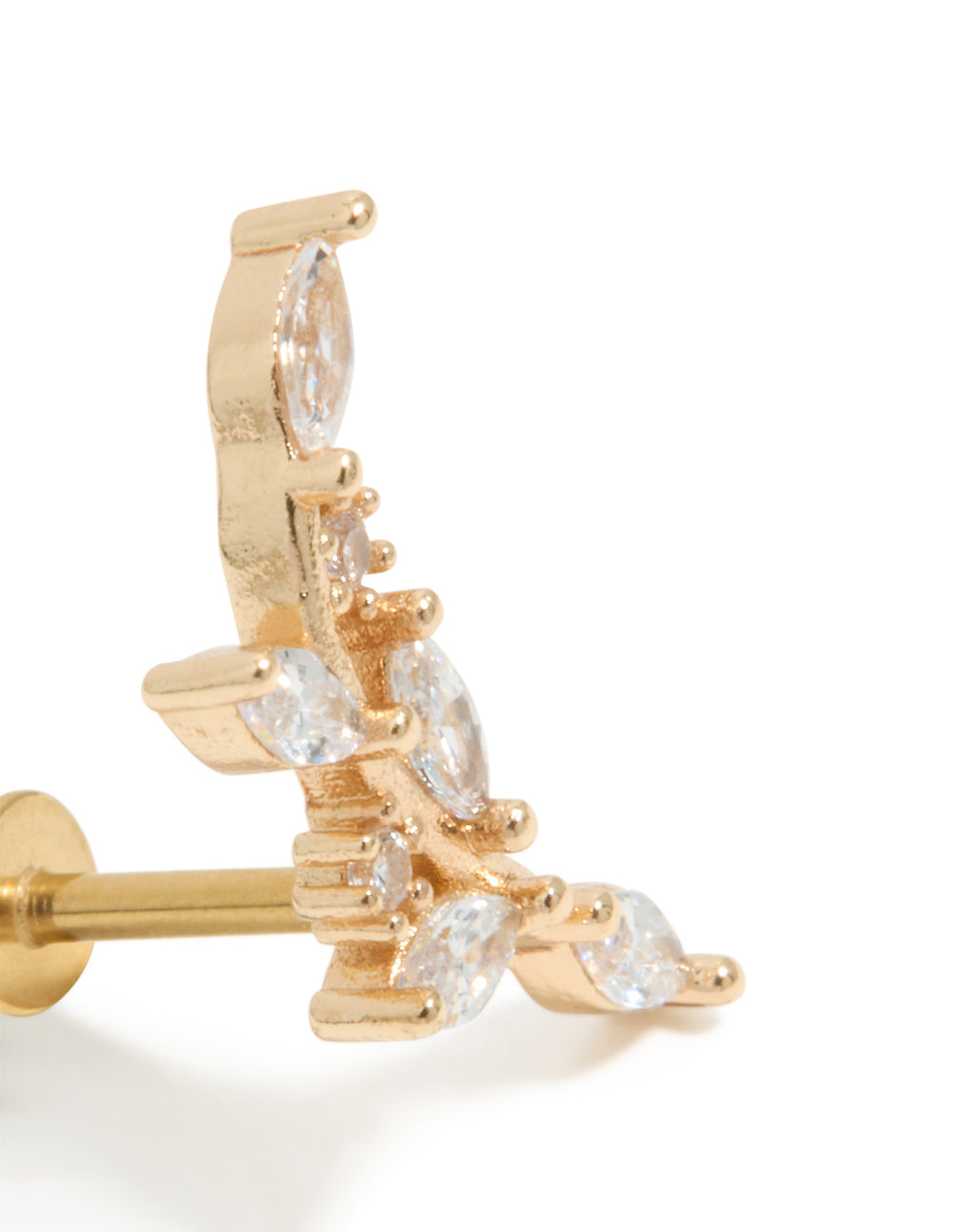 Gold Plated Surgical Steel Curved Vine Single Flat Back