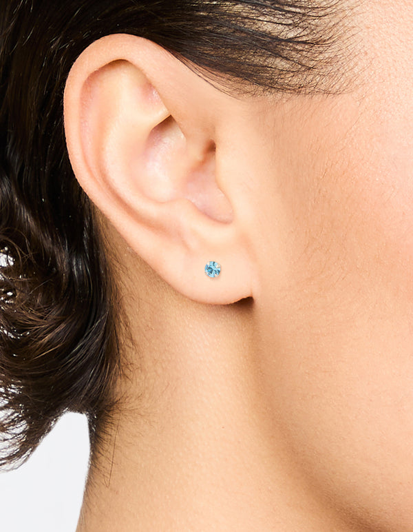 Baby Blue Czech Bohemia Crystal Sterling Silver Stud Earrings
