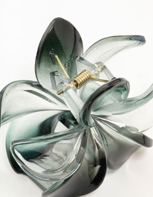 Black Frangipani Flower Claw Clip