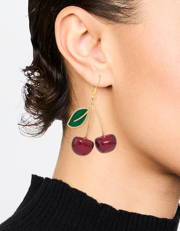 Cherry Leaf Acrylic Drop Earrings