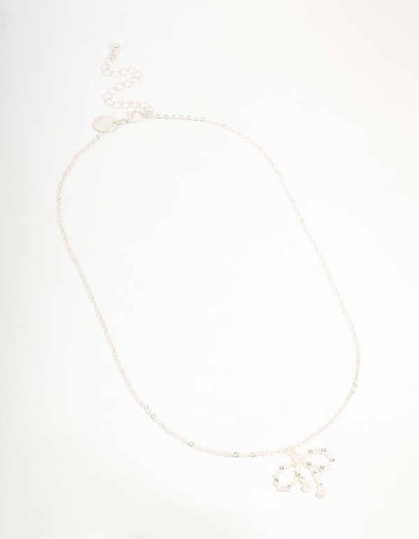Silver Pearl Bow Pendant Necklace