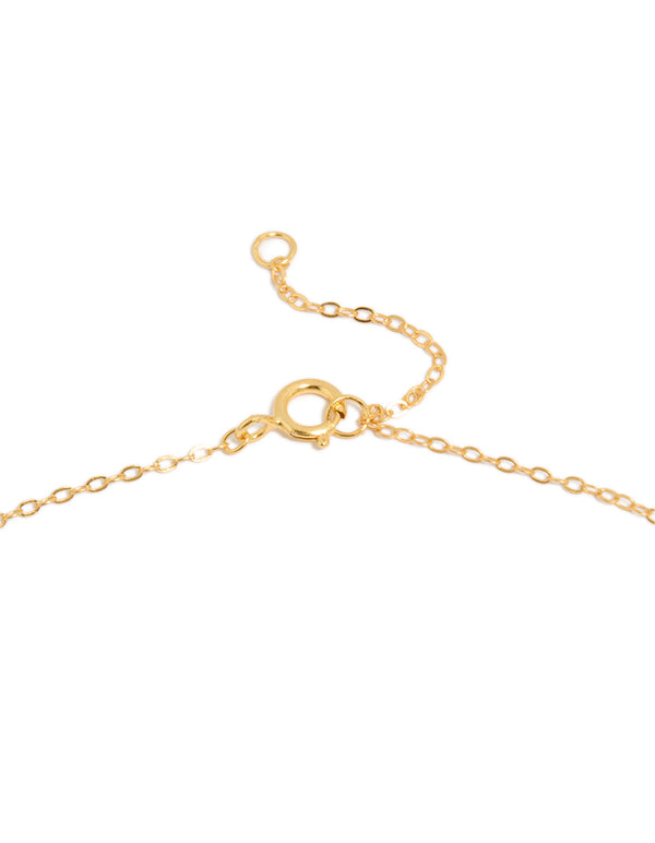 Crafted from gold plated sterling silver double heart cubic zirconia necklace clasp detail view