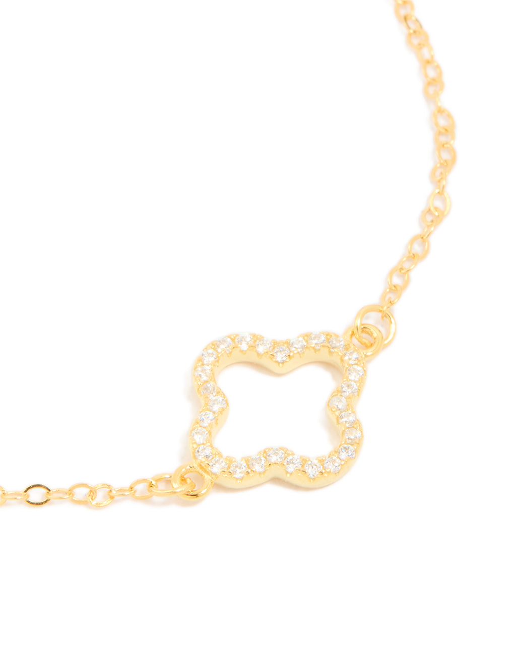 Gold Plated Sterling Silver Cubic Zirconia Flower Bracelet