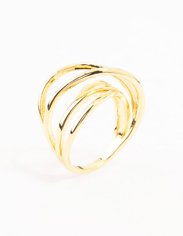 Showcasing a gold plated thin wrapped ring front view