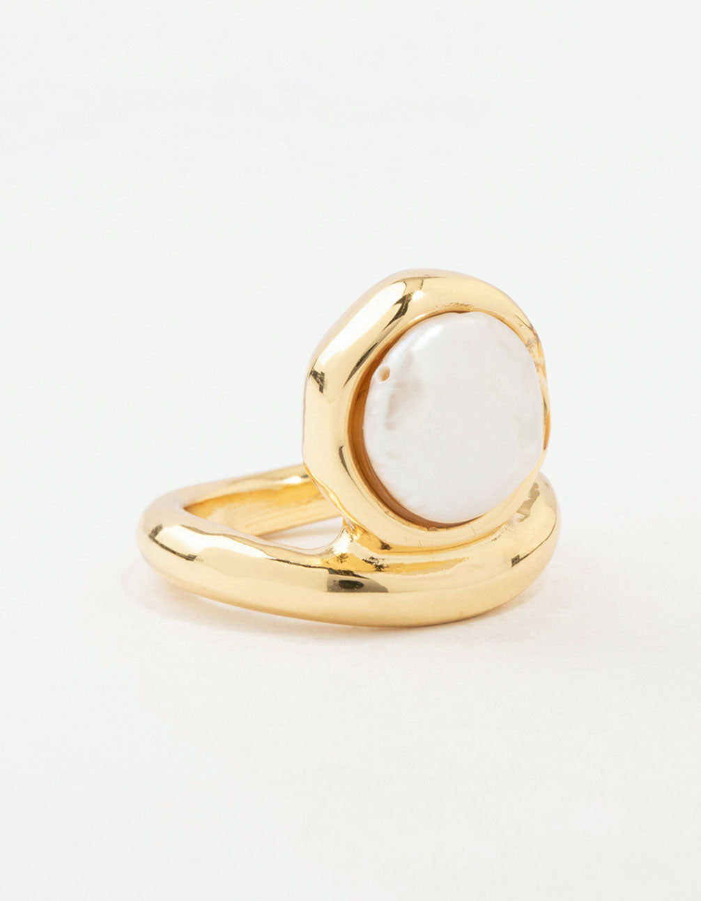 Gold Organic Pearl Band Ring