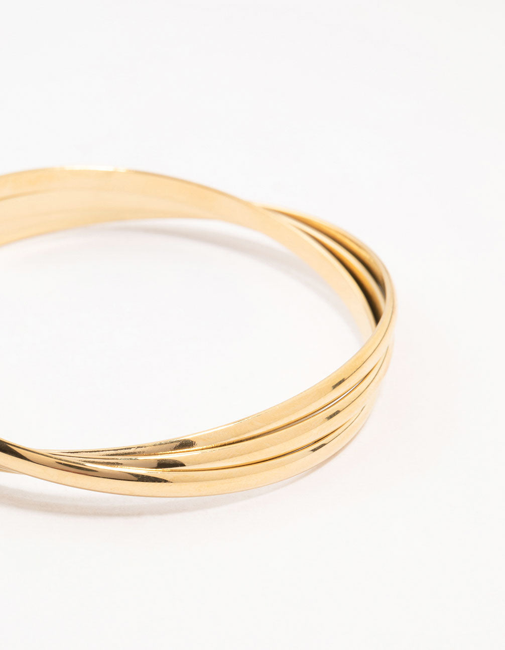 Waterproof Gold Plated Stainless Steel Twisted Ribbed Wrist Cuff