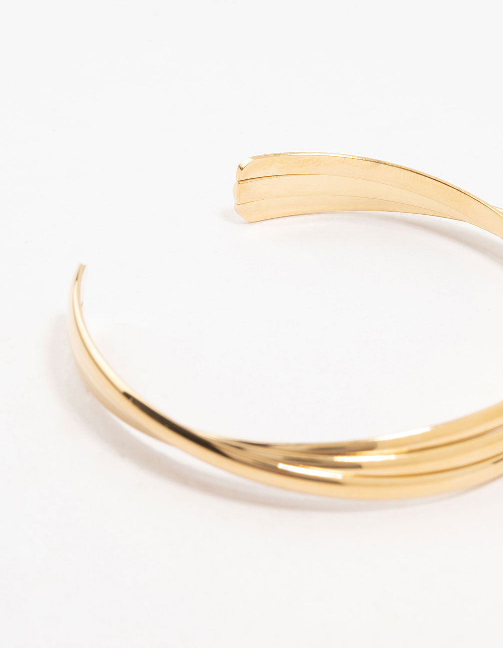 Waterproof Gold Plated Stainless Steel Twisted Ribbed Wrist Cuff