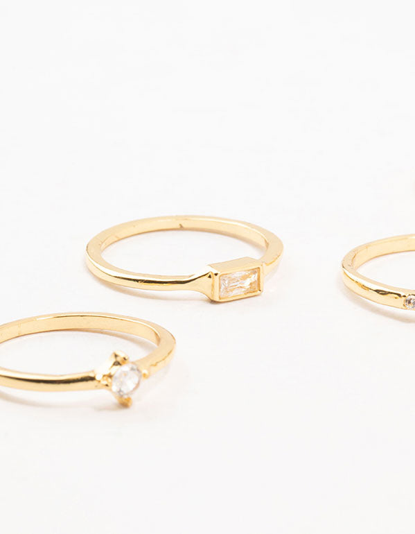 Crafted from gold plated material, pearl cluster rings 6-pack with clear details close up view