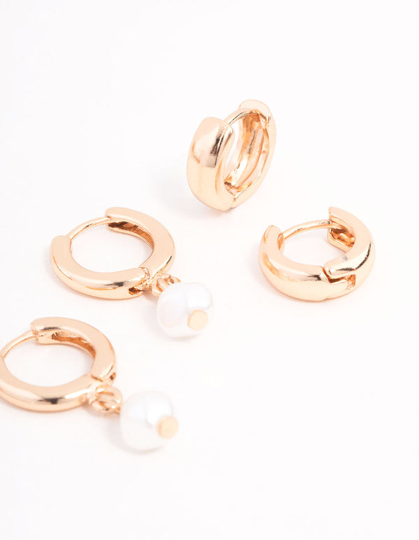 Pearl Huggie Earrings 3-Pack