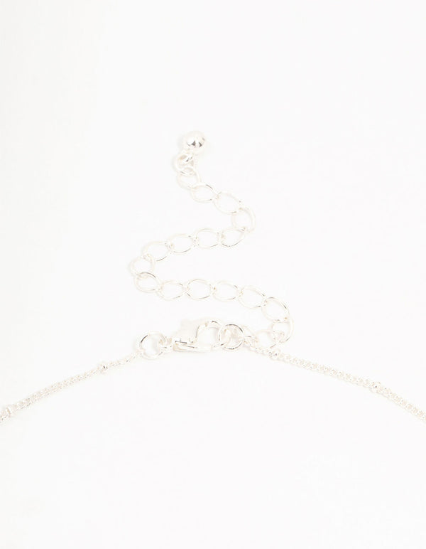 Silver Plated Bow & Ball Chain Necklace
