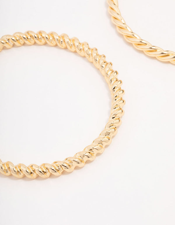 Gold Plated Twisted Bangles 2-Pack