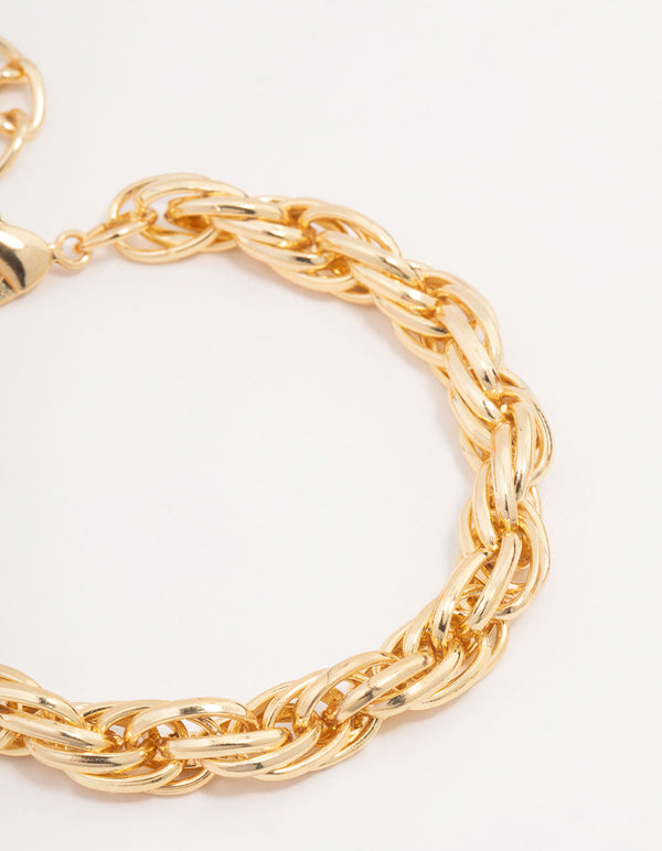 Gold Plated Chunky Rope Chain Bracelet