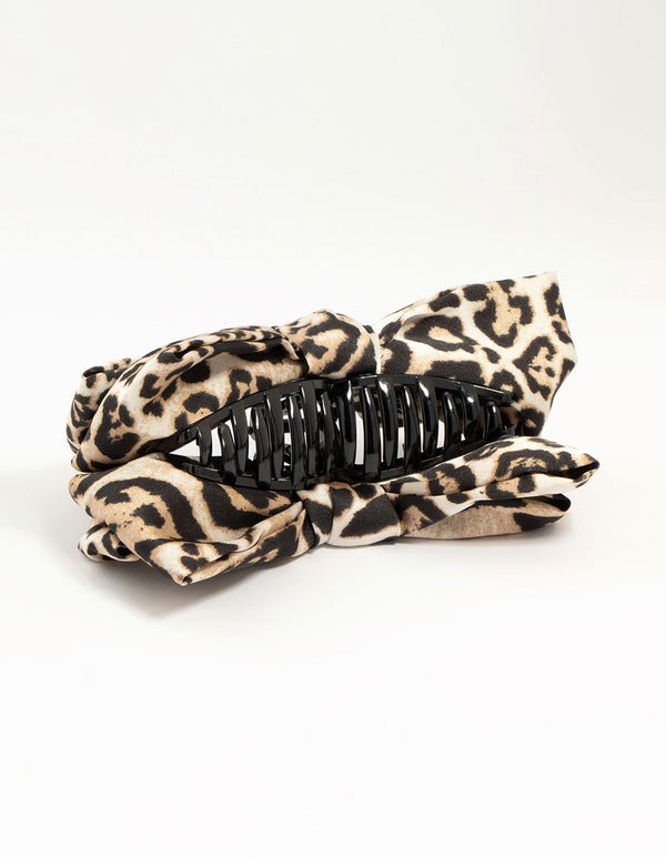 Large Leopard Print Fabric Claw Clip