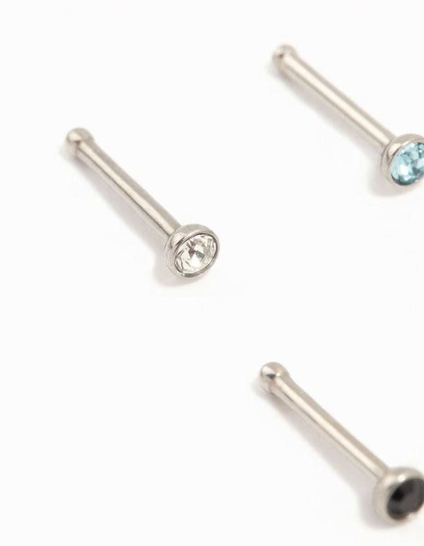 Multicoloured Titanium Nose Studs 6-Pack