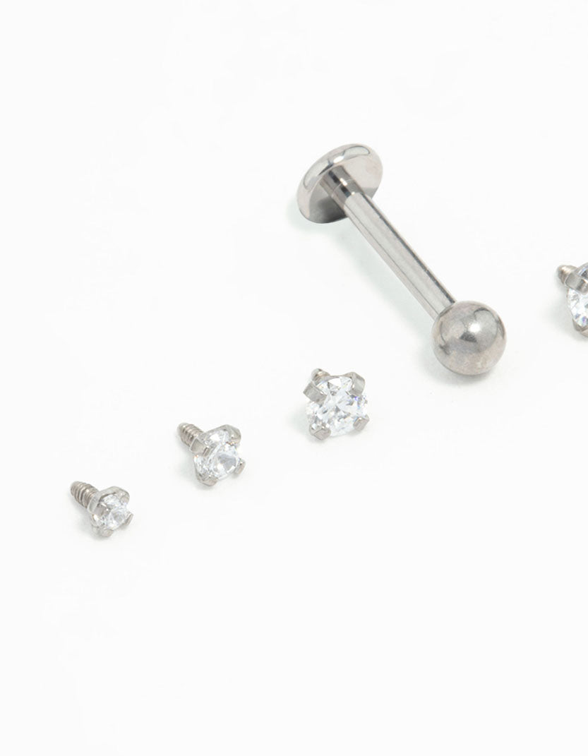 Titanium Graduating Cubic Zirconia Flat Backs 6-Pack