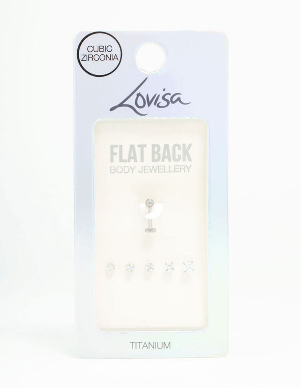 Titanium Graduating Cubic Zirconia Flat Backs 6-Pack