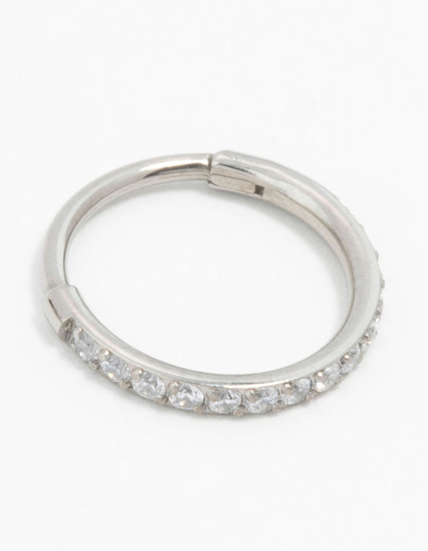 Titanium Cubic Zirconia Clicker Ring