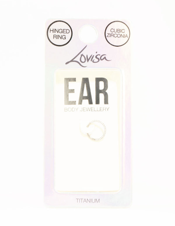 Titanium Cubic Zirconia Clicker Ring