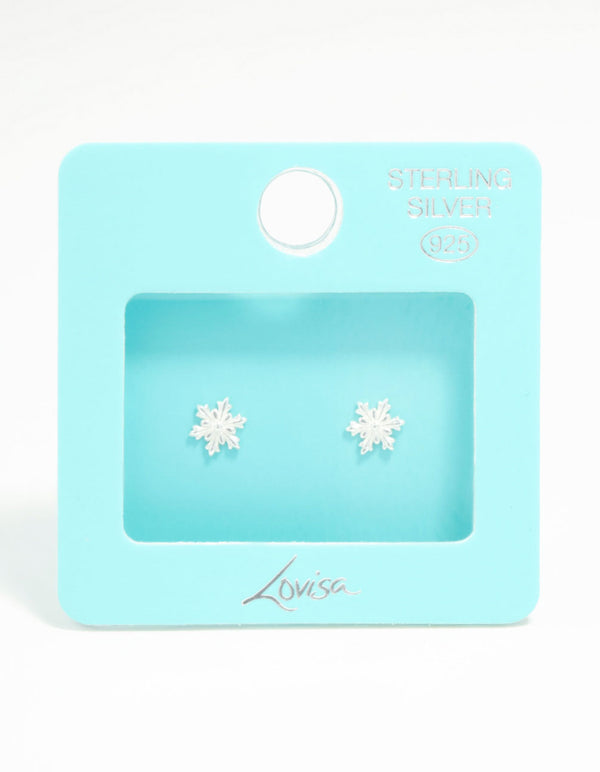 Sterling Silver Snowflake Stud Earrings