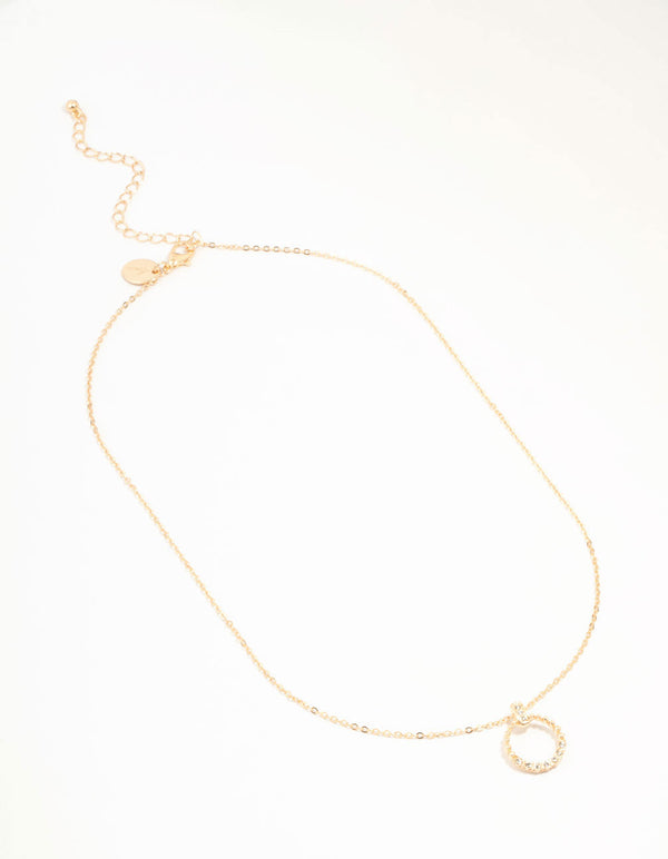 Gold Open Diamante Circle Necklace