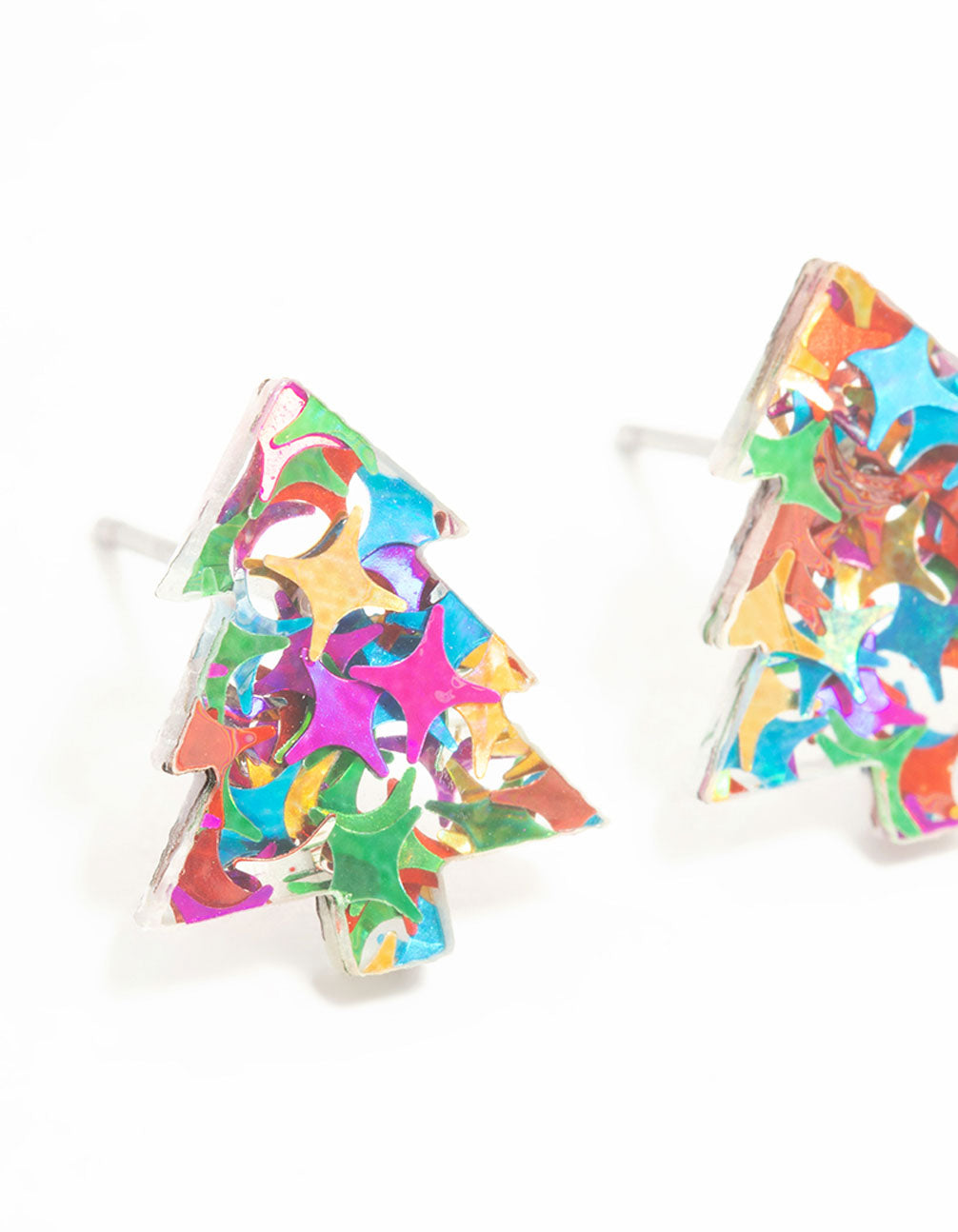 Glitter Acrylic Tree Stud Earrings