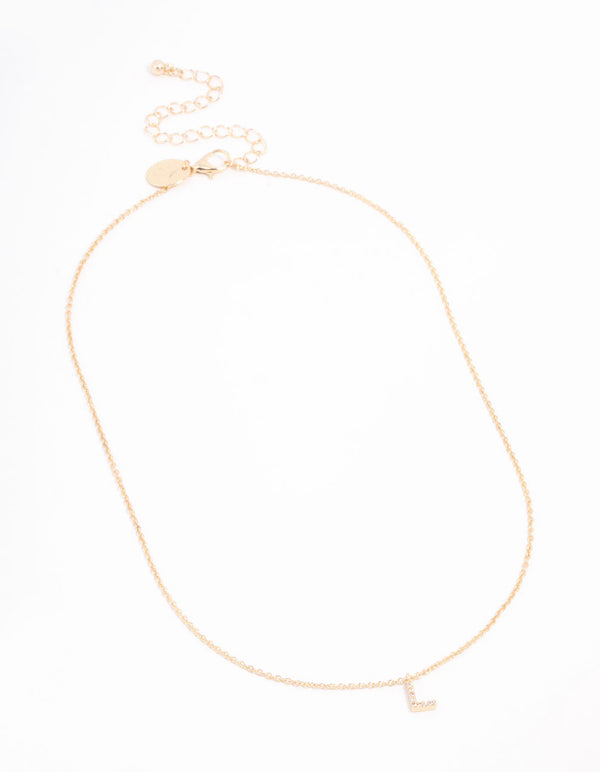 Gold Plated Cubic Zirconia Letter L Necklace