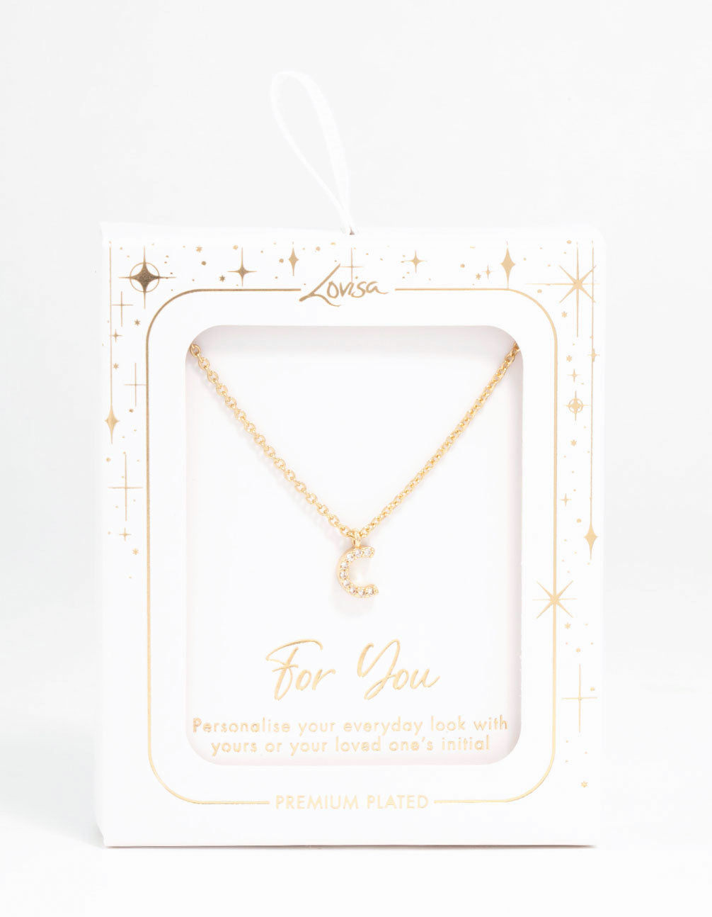 Gold Plated Cubic Zirconia Letter C Necklace
